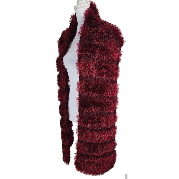 Handmade Burgundy Red Knit Shaggy/Fluffy Scarf Ling Made to Order. - Picture 2 of 12